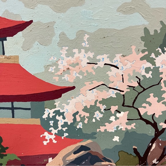 Vintage Wall Decor Vintage Paint By Number Japanese Garden Scene